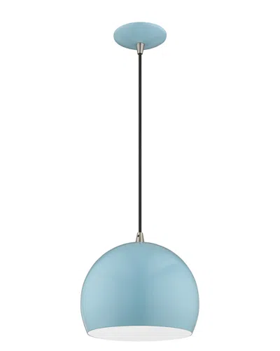 Livex Lighting Livex Metal Shade 1 Lt Shiny Baby Blue Mini Pendant