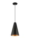Livex Lighting Livex Metal Shade 1 Lt Shiny Black Mini Pendant