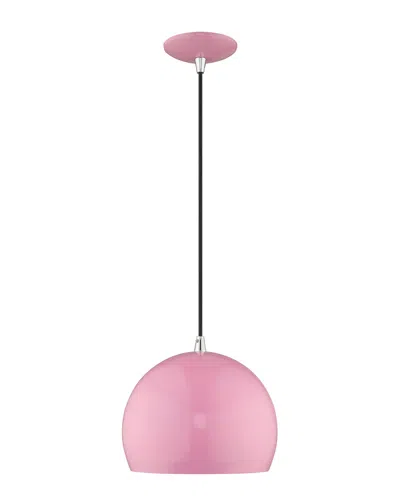 LIVEX LIGHTING LIVEX METAL SHADE 1 LT SHINY PINK MINI PENDANT