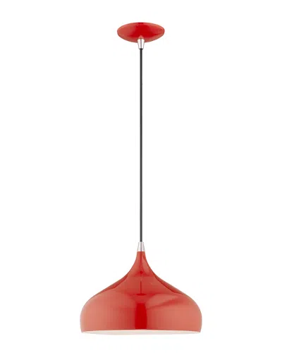 Livex Lighting Livex Metal Shade 1 Lt Shiny Red Mini Pendant