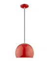 Livex Lighting Livex Metal Shade 1 Lt Shiny Red Mini Pendant