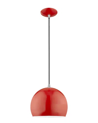 Livex Lighting Livex Metal Shade 1 Lt Shiny Red Mini Pendant
