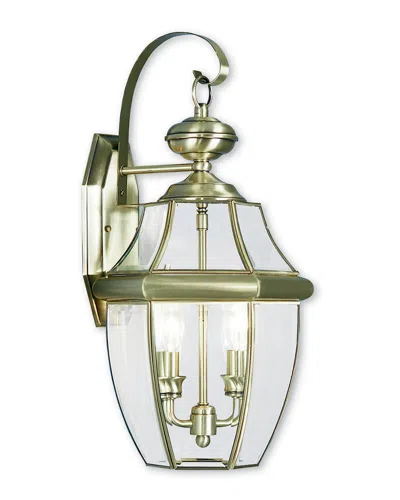 Livex Lighting Livex Monterey 2-light Ab Outdoor Wall Lantern In Green
