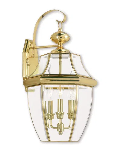 Livex Lighting Livex Monterey 3-light Pb Outdoor Wall Lantern In Gold