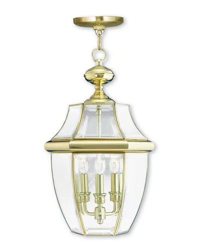 Livex Lighting Livex Monterey 3-light Pb Outdoor Chain Lantern In Gold