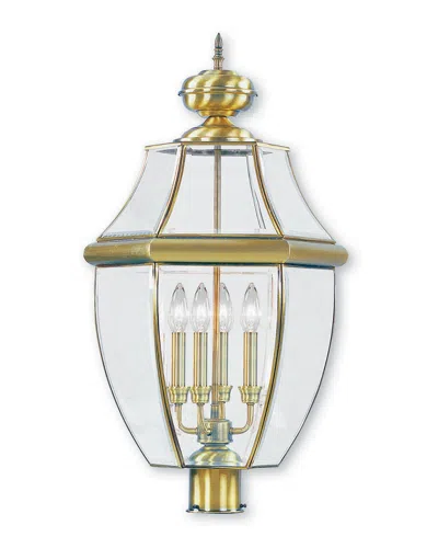 Livex Lighting Livex Monterey 4-light Ab Outdoor Post Lantern In Gold