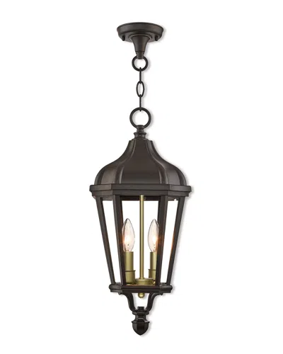 Livex Lighting Livex Morgan 2 Lt Bz Outdoor Pendant Lantern In Black