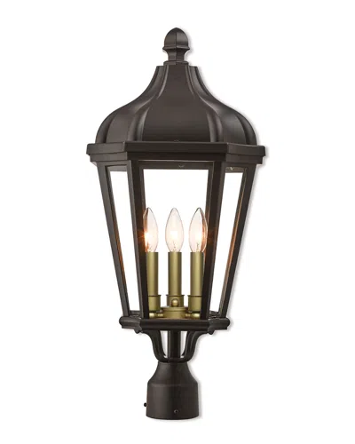 Livex Lighting Livex Morgan 3 Light Bz Outdoor Post Top Lantern In Black