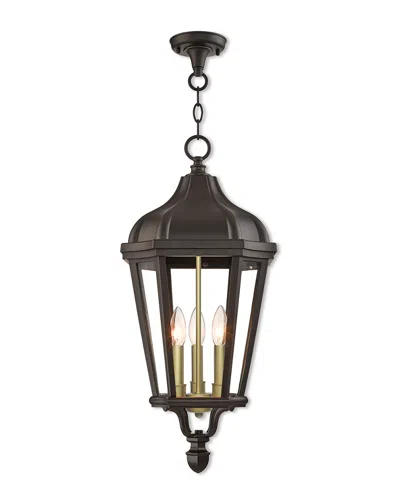 Livex Lighting Livex Morgan 3 Lt Bz Outdoor Pendant Lantern In Brown