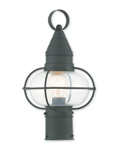 Livex Lighting Livex Newburyport 1-light Black Outdoor Post Lantern In Green