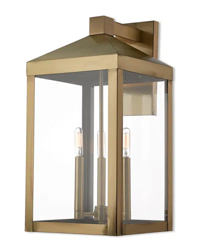 Livex Lighting Livex Nyack 3 Light Ab Outdoor Wall Lantern