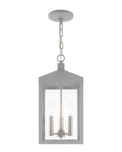 Livex Lighting Livex Nyack 3 Light Nordic Gray Outdoor Pendant Lantern