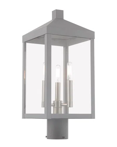 Livex Lighting Livex Nyack 3 Light Nordic Gray Outdoor Post Top Lantern