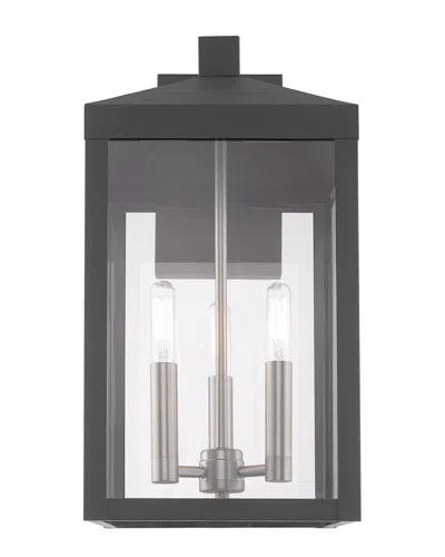 Livex Lighting Livex Nyack 3 Light Scandinavian Gray Outdoor Wall Lantern