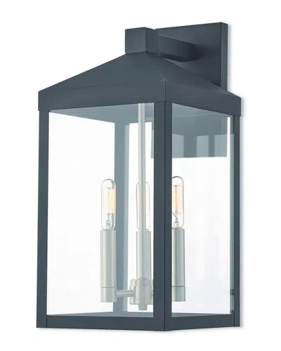 Livex Lighting Livex Nyack 3 Lt Bk Outdoor Wall Lantern In Blue