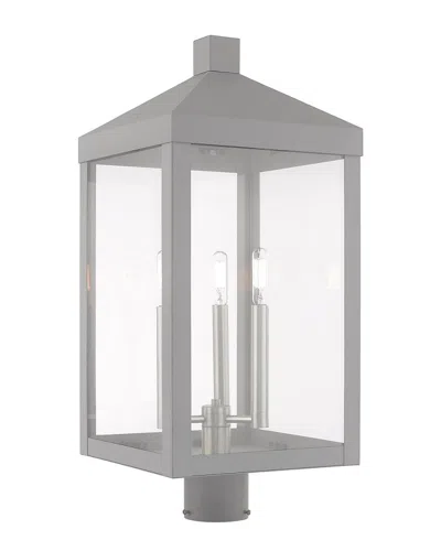 Livex Lighting Livex Nyack 3 Lt Nordic Gray Outdoor Post Top Lantern