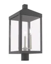 Livex Lighting Livex Nyack 3 Lt Scandinavian Gray Outdoor Post Top Lantern