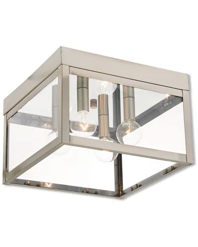 Livex Lighting Livex Nyack 4 Light Bn Outdoor Ceiling Mount In Silver ...