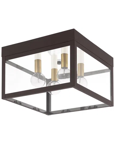 Livex Lighting Livex Nyack 4 Lt Bz Outdoor Ceiling Mount In Brown