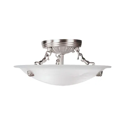 Livex Lighting Livex Oasis 12" Wide Brushed Nickel Alabaster Bowl Ceiling Light