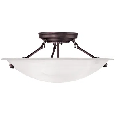 Livex Lighting Livex Oasis 16" Wide Bronze And Alabaster Bowl Ceiling Light