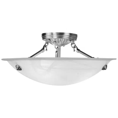 Livex Lighting Livex Oasis 16" Wide Brushed Nickel And Alabaster Bowl Ceiling Light