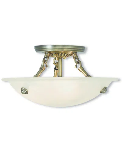 Livex Lighting Livex Oasis 3-light Antique Brass Ceiling Mount In Neutral