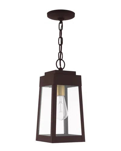 Livex Lighting Livex Oslo 1 Light Bronze Outdoor Pendant Lantern In Brown
