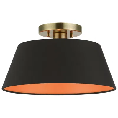 Livex Lighting Livex Palma 13" Wide Antique Brass Semi-flush Modern Ceiling Light In Black