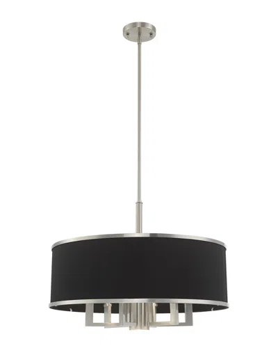 Livex Lighting Livex Park Ridge 7 Lt Brushed Nickel Pendant Chandelier In Black