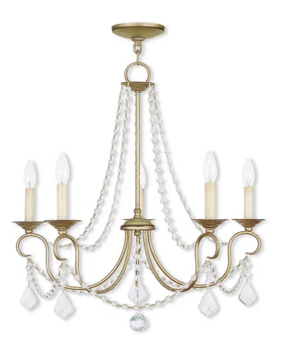 Livex Lighting Livex Pennington 5-light Antique Silver Leaf Chandelier In Gold