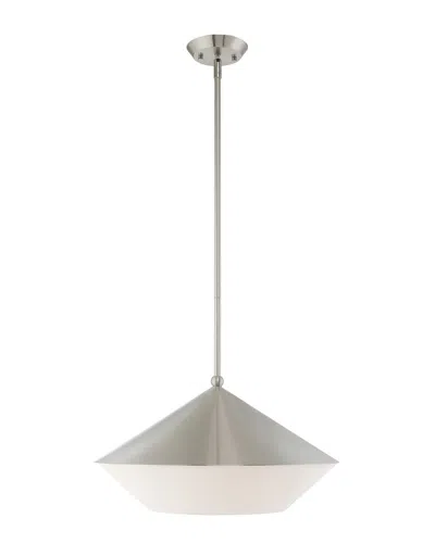 Livex Lighting Livex Stockholm 1 Lt Brushed Nickel Pendant In White