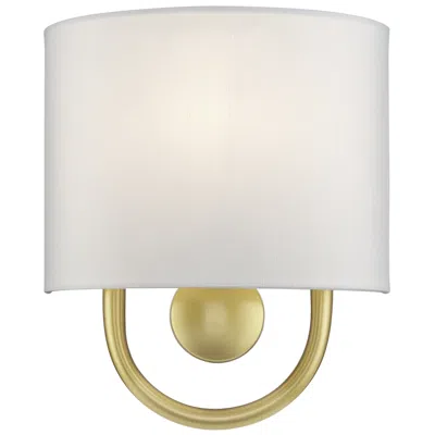 Livex Lighting Livex Stratton 10 1/2" High White Fabric Light Gold Ada Wall Sconce