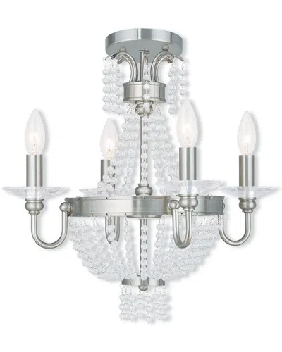 Livex Lighting Livex Valentina 4-light Bn Mini Chandelier/ceiling Mount In Silver