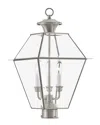 Livex Lighting Livex Westover 3-light Brushed Nickel Post-top Lantern In Gray