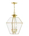 Livex Lighting Livex Westover 3-light Pb Outdoor Chain Lantern In Gold