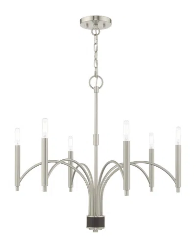 Livex Lighting Livex Wisteria 6 Lt Brushed Nickel Chandelier In Silver