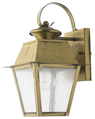 Livex Lighting Mansfield 1-light Ab Outdoor Wall Lantern In Gold