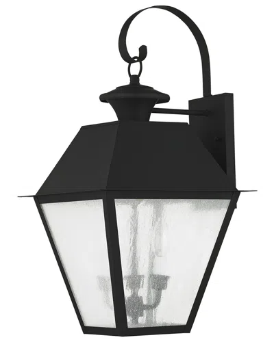 Livex Lighting Mansfield 3-light Black Outdoor Wall Lantern