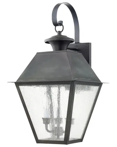 Livex Lighting Mansfield 3-light Charcoal Outdoor Wall Lantern In Gray