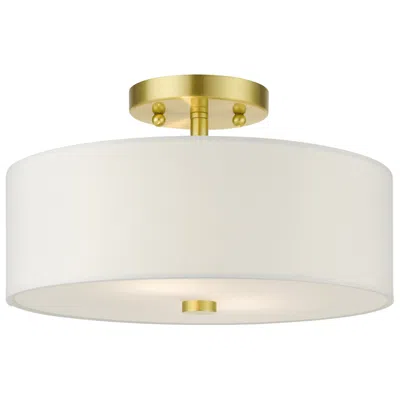 Livex Lighting Meridian 13" 2-light Satin Brass Semi Flush Fixture