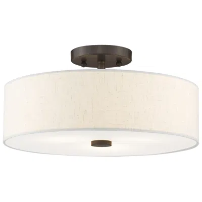 Livex Lighting Meridian 15" Wide English Bronze Drum Ceiling Light