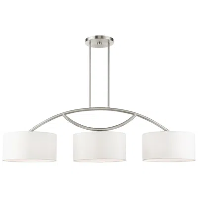 Livex Lighting Meridian 3 Light Brushed Nickel Linear Chandelier In White