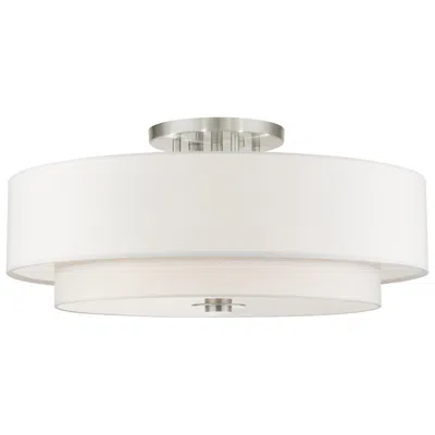 Livex Lighting Meridian 30" Brushed Nickel Double Drum Ceiling Light