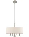 Livex Lighting Meridian 4 Lt Brushed Nickel Pendant Chandelier In White
