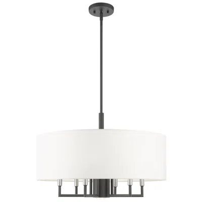 Livex Lighting Meridian 7 Light Scandinavian Gray Pendant Chandelier In White