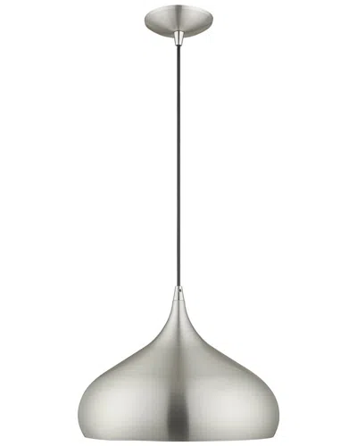 Livex Lighting Metal Shade 1 Lt Brushed Aluminum Mini Pendant In Metallic