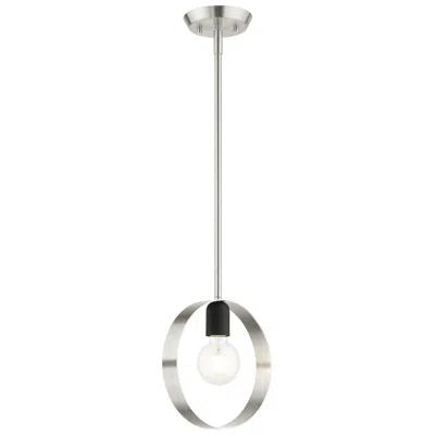 Livex Lighting Modesto 1 Light Brushed Nickel Pendant In Silver