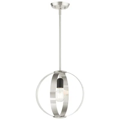 Livex Lighting Modesto 1 Light Brushed Nickel Pendant In Silver