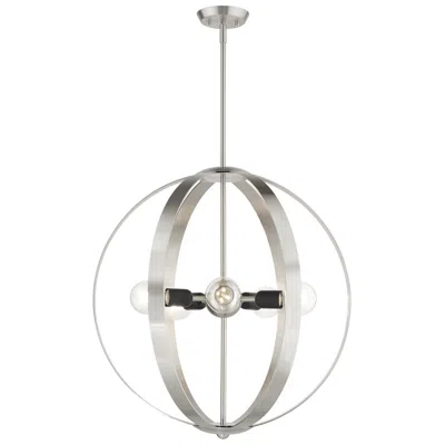 Livex Lighting Modesto 5 Light Brushed Nickel Chandelier In Silver